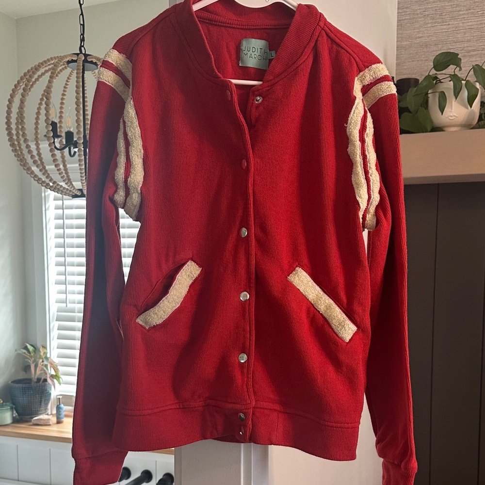 Judith March Red Jacket with Cream Accents